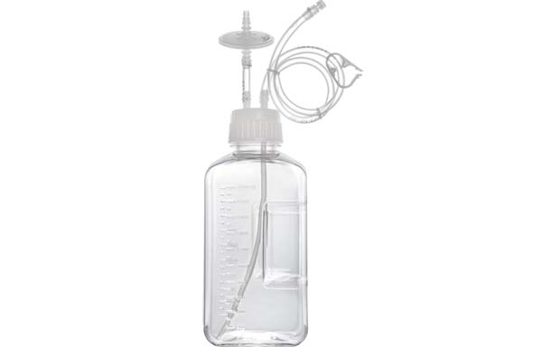 メディアボトル用クローズドステム 2000mL 2ポート 1/4"" ID, 3/8"" OD,60cm ルアーロック(メス)コネクター