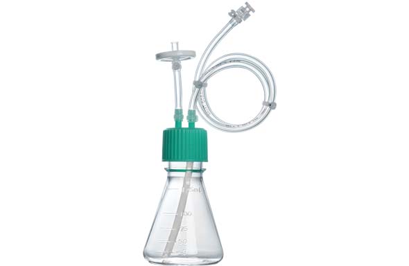 三角フラスコ用クローズドシステム 125mL 1/8”ID, 1/4”OD,60cm ルアーロック(オス)コネクター