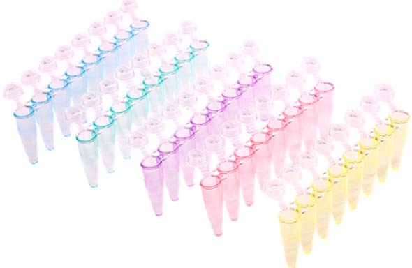 8連PCRチューブ　0.2uL　個別キャップ付　フラットキャップ　ミックス