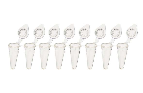 8連PCRチューブ ロープロファイル フラットキャップ付 クリア