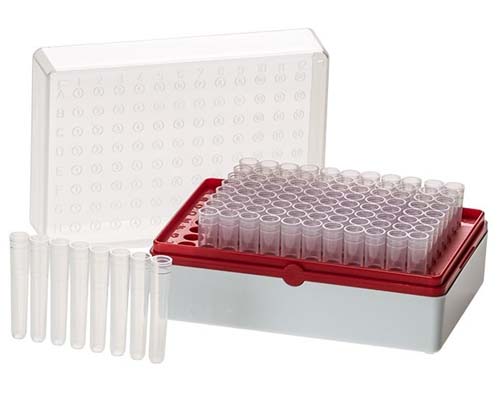 BIOTUBE(TM)ラック 8連チューブ付 レッド 滅菌済