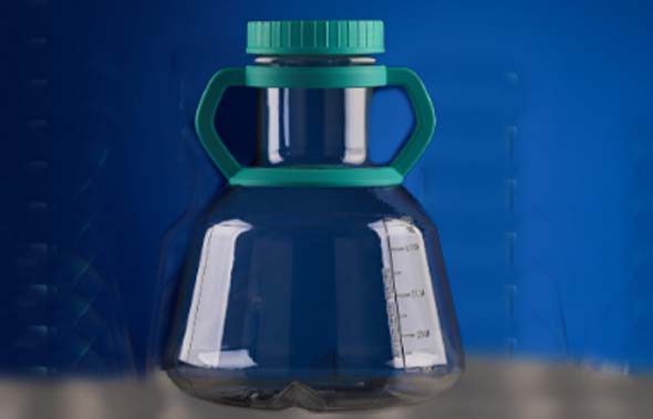 5 Liter Erlenmeyer Flask, High Efficiency, Vent Cap, with Baffles, PC Bottle, HDPE Cap, Sterile, 1/pk, 4/cs