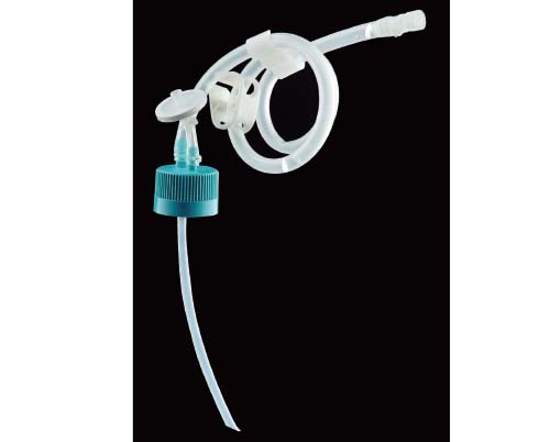 角形保存ボトル 500mL PETG トランスファーキャップ/TPEチューブ/ベントフィルター付 ルアーロックコネクター 滅菌