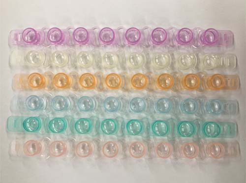 PCR 8連チューブ用キャップ ドームトップ 0.2ml 6色MIX