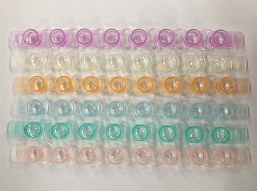 PCR 8連チューブ用キャップ ドームトップ 0.2ml 6色ミックス