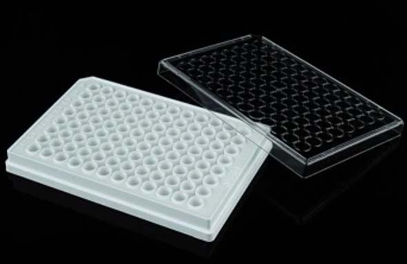 96 Well Cell Culture Plate, White, Flat bottom, Non-Treated, Sterile, 1/pack, 100/cs