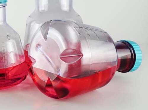 5 Liter Erlenmeyer Flask, High Efficiency, Vent Cap, with Baffles, PC Bottle, HDPE Cap, Sterile, 1/pk, 4/cs