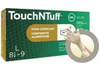 手袋 天然ゴムラテックスグローブ パウダーフリー TouchNTuff 69-318 XS(5.5 - 6)