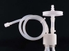 Transfer Cap for 500mL Erlenmeyer Flask having a 1/8 Tube with male Luer connector with a female Luer sealing cap